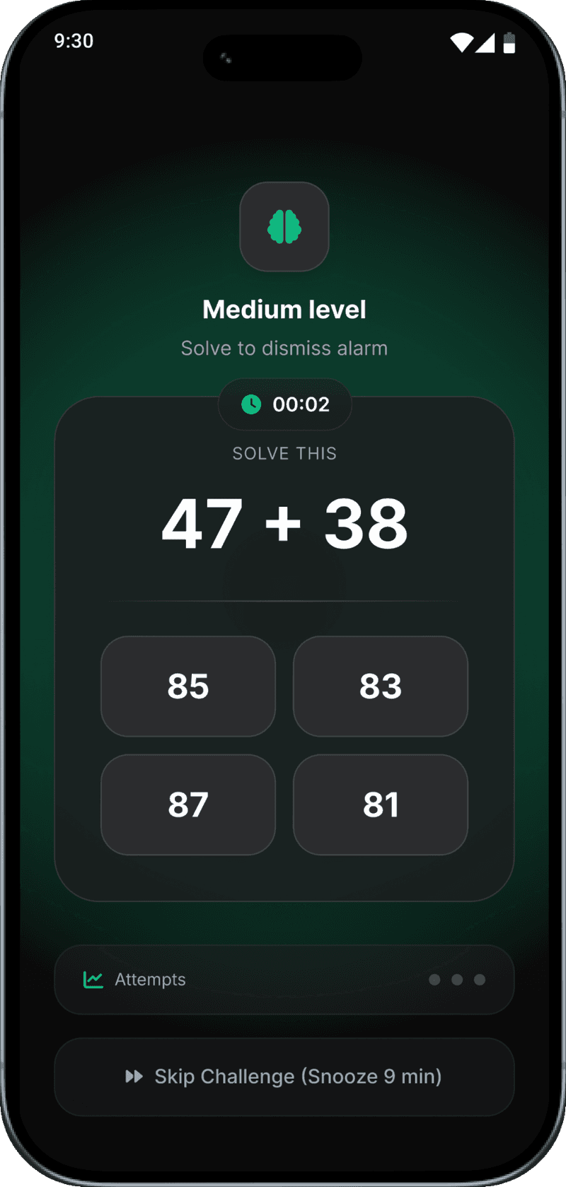 Alarmyx puzzle challenge to dismiss alarm